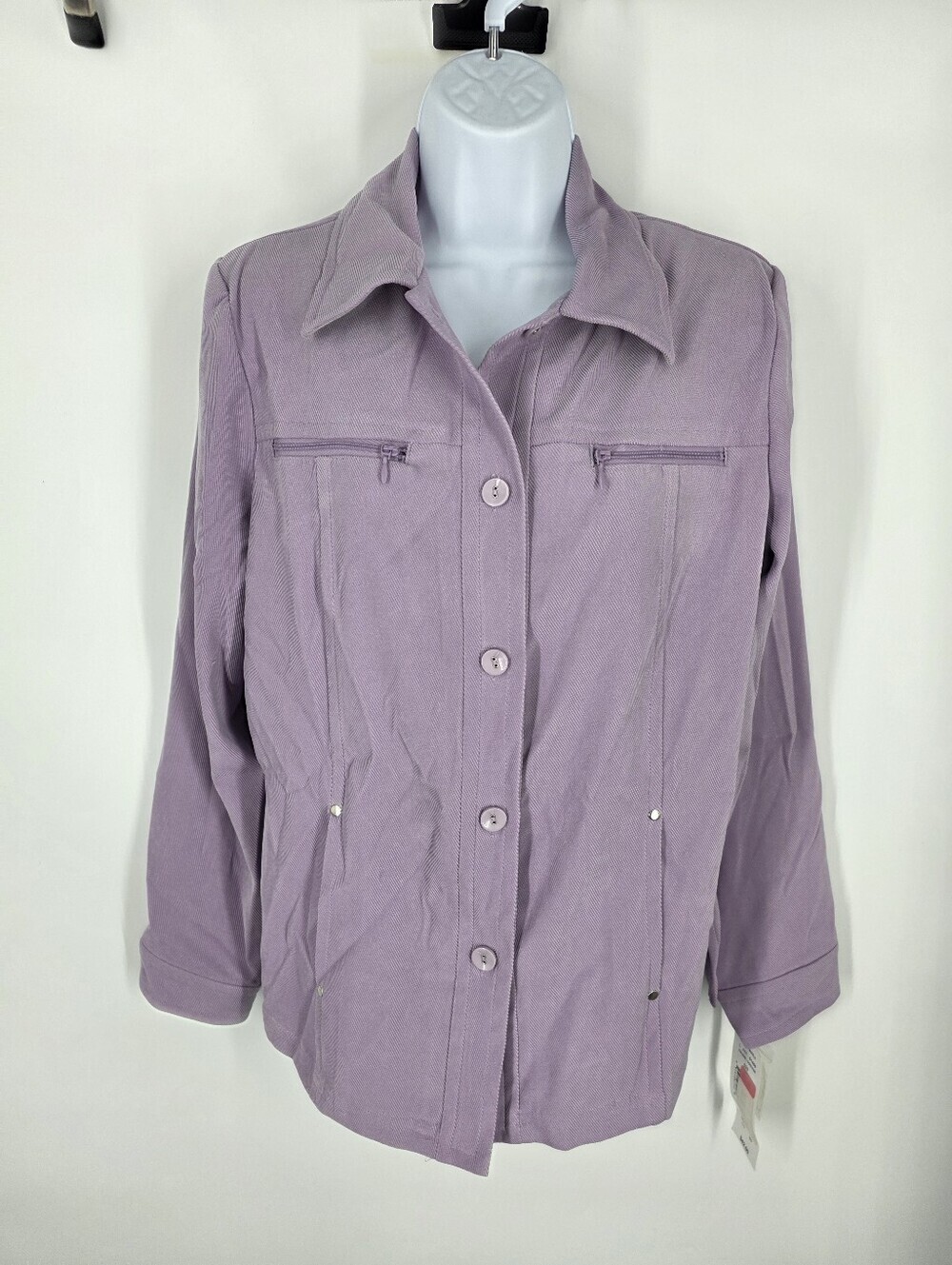 Allison Daley Lavender Ribbed Utility Jacket Size 8 Light Purple Button Front